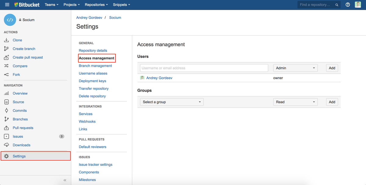Bitbucket: share repository with the developer